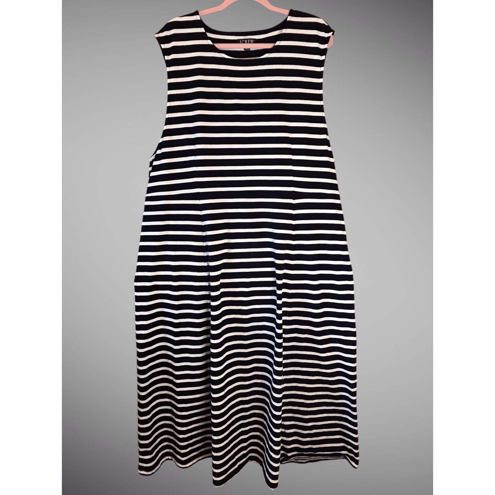 J.CREW Knit Midi Dress in Stripe Navy and White Size XXXL- 3X NWOT